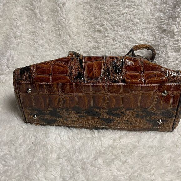 Unbranded Vera Pelle genuine leather croc print embossed shades of brown Satchel - Picture 8 of 14